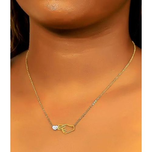 Chaîne Fine En Or Jaune Plaqué 18 Carats Médaille Incrustée - Femme - Or