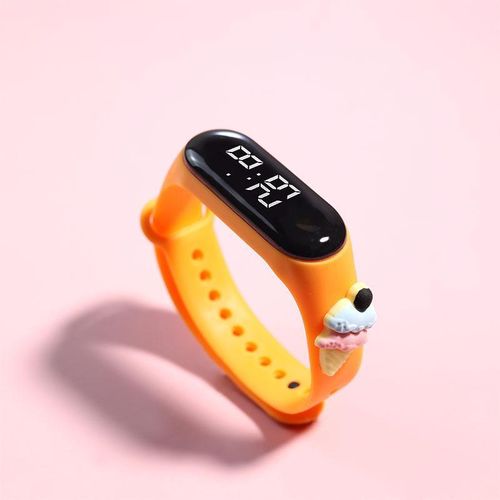 Montre pour Enfants LED Étanche Conception Sport Durable Anti-Chute - Décor Orange Glacé
