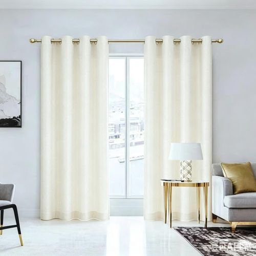 Rideau occultant blanc cassé 2 pièces, 150×270 cm, pas cher, pour chambre, salon et chambre d’enfant