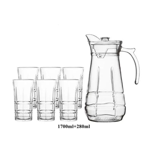 Service à Boisson en Verre – Carafe 1,7 L + 6 Verres de 280 ml