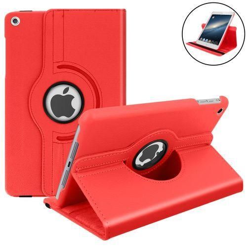 FOUREAU ET ETUI COMPATIBLE a iPad mini 2 avec Antichoc - Rotatif à 360° - Cuir - Rouge