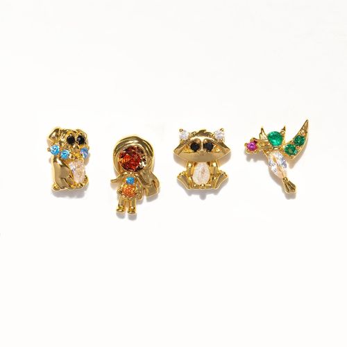 4 pièces boucle d'oreille, petit animal boucle d'oreille compacte, design en forme d'animal, boucles d'oreilles polyvalentes, peut être porté toute l'année