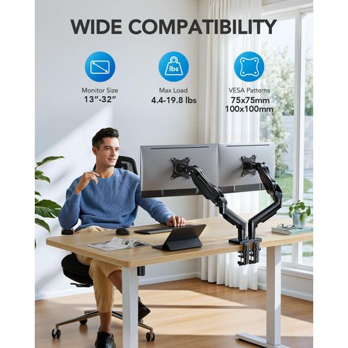 Support Pour écran Double Et Ordinateur Portable - Pivotant 360°/Télescopique