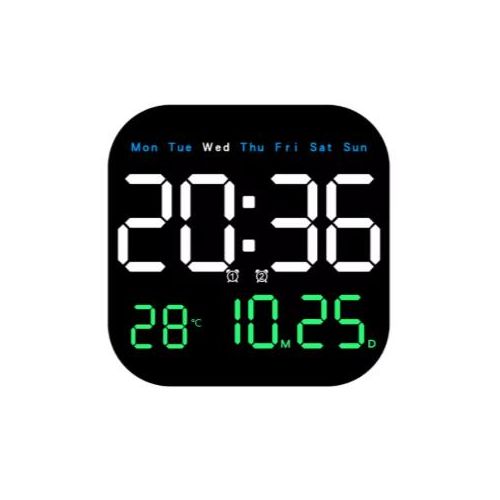 Horloge LED Digitale Murale et de Table, Luminosité Réglable, Minuteur et Alarme, Télécommande, Décoration pour Maison, Bureau et Usine - Noir