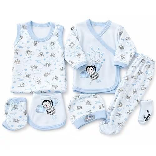 Kit de naissance bébé – 7 pièces Abeille - Bleu Ciel
