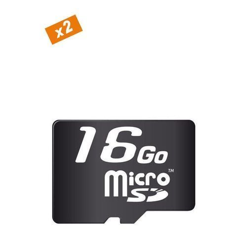 2 Cartes Mémoires MicroSD - 16Go - Noir Avec 1 Mois De Garantie