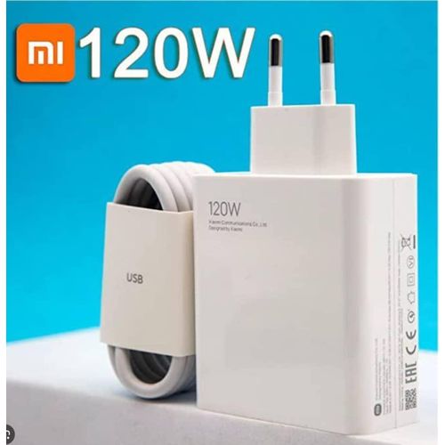 Xiaomi Chargeur Ultra Rapide 120W HyperCharge d'Origine – Kit Adaptateur Secteur et Câble USB Type-C Turbo