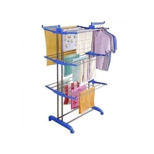 Sèche Linge Inox 3 Niveaux Multifonctions Avec Roues - Bleu