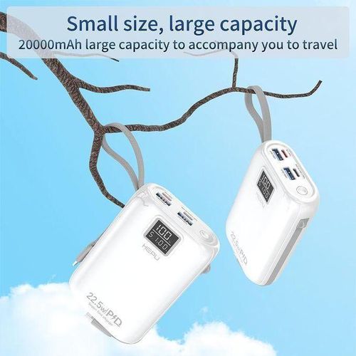 Très puissant Batterie externe Hepu 20 000 mAh 22,5 W avec affichage LED numérique, charge rapide