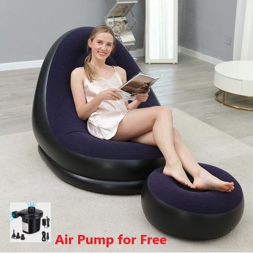 Grands fauteuils de canapé paresseux gonflables en PVC avec repose-pied et pompe