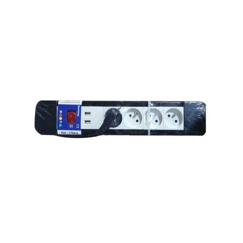 Multiprise 4 Ports 2 USB Blanc Noir. GH