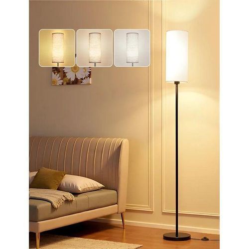 Lampadaire de salon – Lampadaire moderne avec abat-jour, design épuré et élancé (avec interrupteur au pied) – Idéal pour salons, chambres, chambres d'enfants et bureaux (Ampoule incluse)
