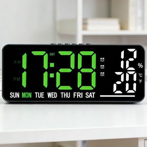 Horloge murale numérique LED à grand affichage avec calendrier perpétuel pour la maison, le bureau ou l'école
