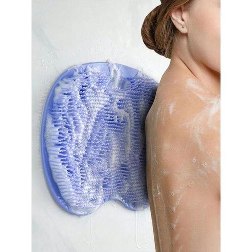 Brosse de bain en silicone souple 1pc pour masser et nettoyer le dos, avec ventouse pour fixation