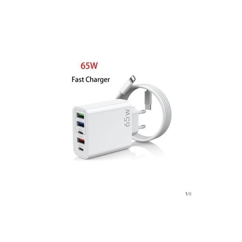 Zaopai 65W chargeur USB C rapide prise multiples 5 ports USB 1 m chargeuravec câble IPhone
