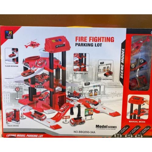 Grand Garage Circuit De Pompiers Pour Enfant Avec Ascenseur lectrique