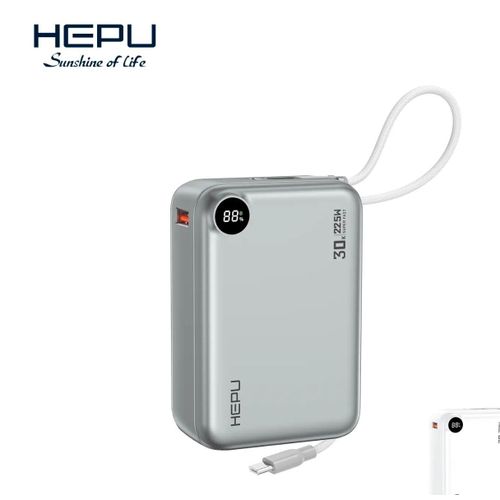 Power Bank 30000mAh Ultra Capacité HP-A19 Gris - 22.5W Charge Super Rapide - 2 Cable - 2 Ports Universel