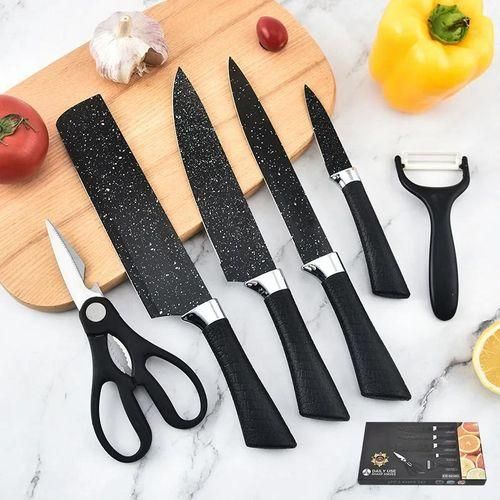 set couteaux cuisine, couteaux antiadhésifs, couteaux pierre, ciseaux de cuisine, éplucheur ergonomique, ustensiles cuisine, accessoires chef