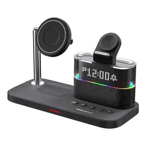 Station de Charge Sans Fil 5-en-1 avec Réveil & Veilleuse – Smart Dock Pro