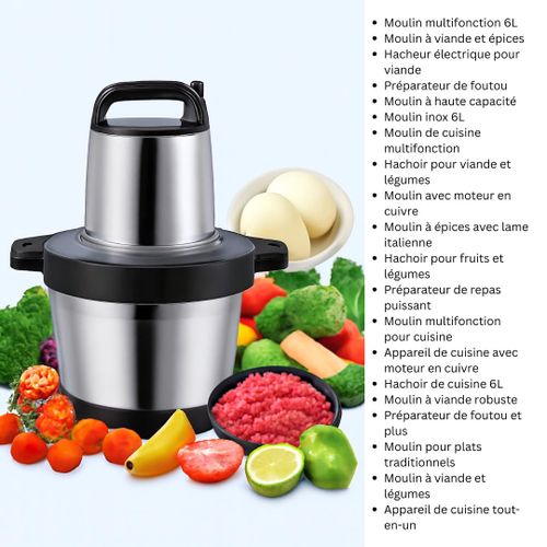 Moulin à Epices avec Moteur en Cuivre et Lame Italienne, Hachoir à Viande et Mixeur De Foutou