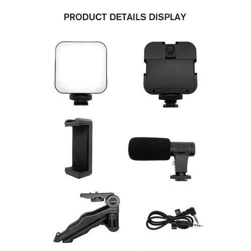Kit Vlogging Smartphone – Microphone, Lumière LED & Support Complet