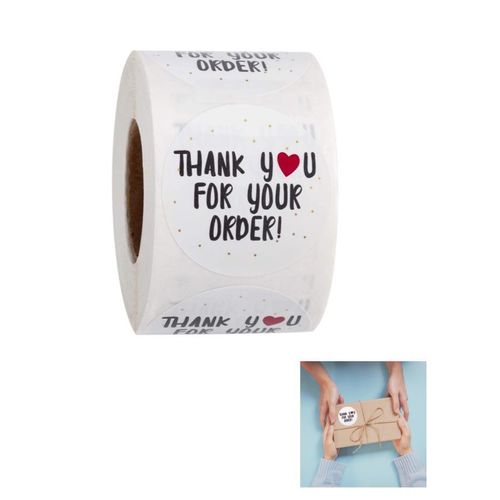500 autocollants Merci pour votre commande , 1,5 pouce, sceaux d’enveloppe pour petite entreprise ou magasin de détail avec cœur rouge, autocollants ronds auto-adhésifs pour étiquettes d’emballage