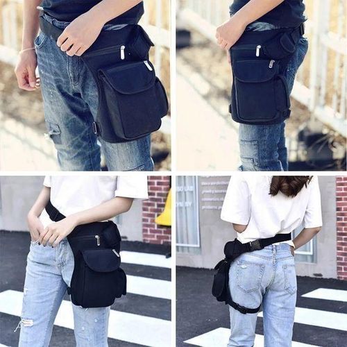 SAC JAMBIÈRES DE MOTO CUISSIERE JAMBE SAC A BANDOULIERE EN TOILE POUR HOMMES, SACOCHE DE TAILLE DECONTRACTEE, BANANE DE HANCHE, MILITAIRE, VOYAGE, MULTI-USAGES, CYCLISME, TACTIQUE RANDONNEE MOTO SPORT PLEIN AIR CAMPING JAMBE EQUITATION PECHE MOTARD