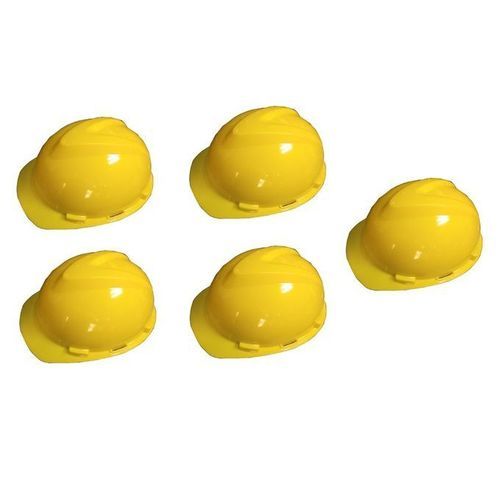 Cinq (5) Casques De Chantier Avec Visières-jaune
