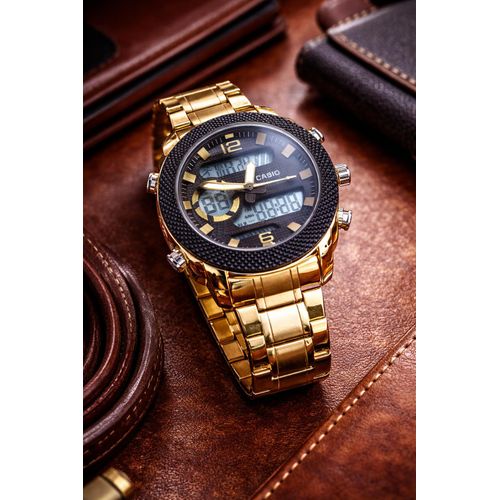 Montre Homme Luxe Dore Design Puissant Double Affichage Style Imposant