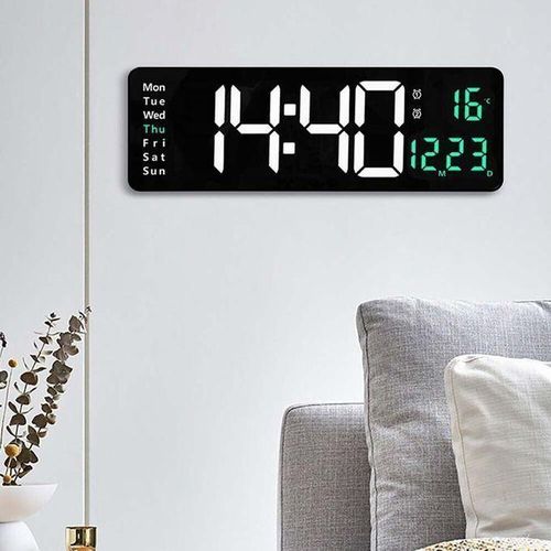 Horloge Murale Numérique Température Affichage Date Réveil Grand Décor Maison GT
