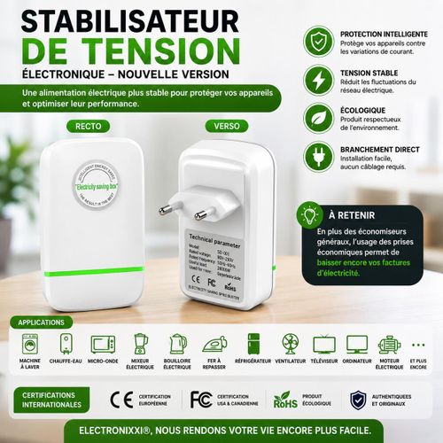 Stabilisateur Régulateur Parasurtenseur Digital Protecteur De Tension Multifonction