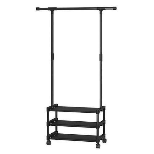 Porte-vêtements multifonction avec étagère à chaussures et roulettes