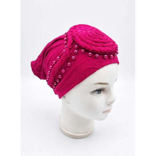 Bonnet pour femme élégant, rose avec Perles Décoratives