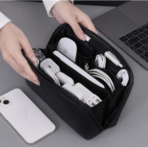 Organiseur technologique portable idéal pour les appareils photo sportifs, les clés USB, les câbles et les chargeurs - Rangement de voyage compact avec compartiments internes