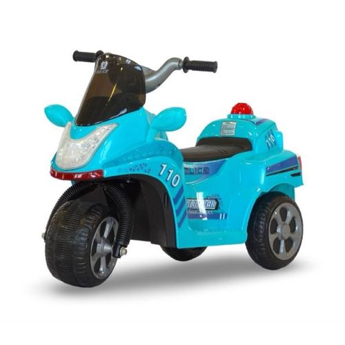 Moto Électrique pour Enfant – Tricycle bleu Style Police avec Lumières, Sons et Musique