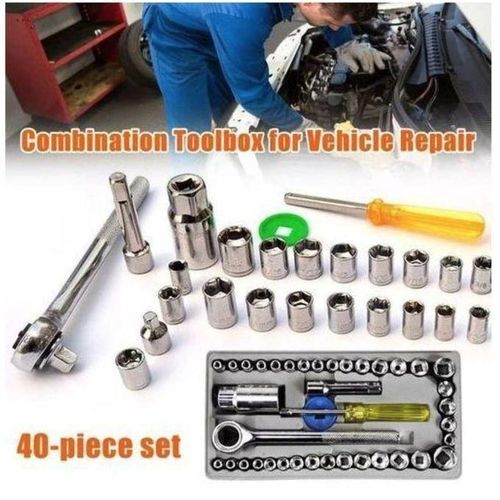 40 Pièces Automobile Moto Tool Box Set Clé à Douille