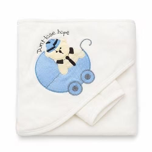 Sortie de bain bébé – Design Nounours - Bleu