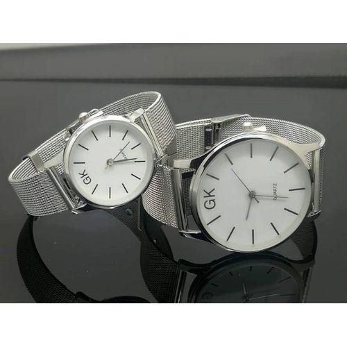 Montres Couple à Cadran Rond GK Fond Blanc - Argenté