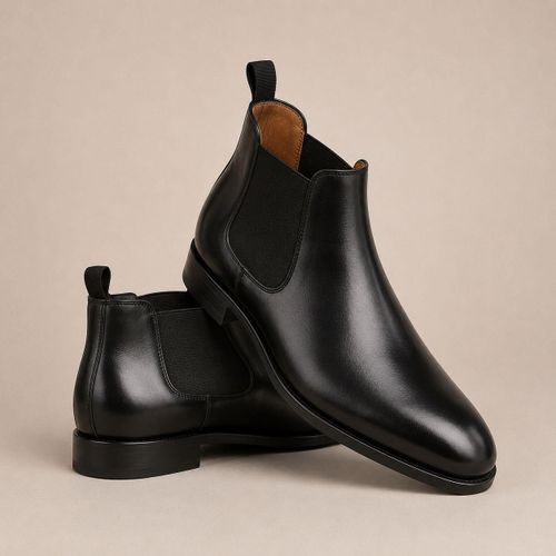Soulier Montante homme en Cuir - Noir- bottine