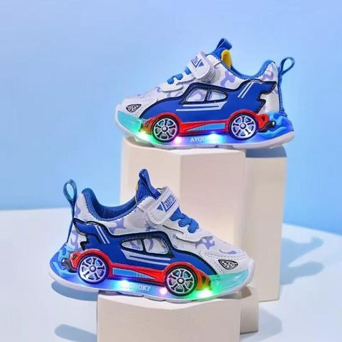 Lumière lumineuse petite voiture sneakers garçon chaussures enfant - bleu