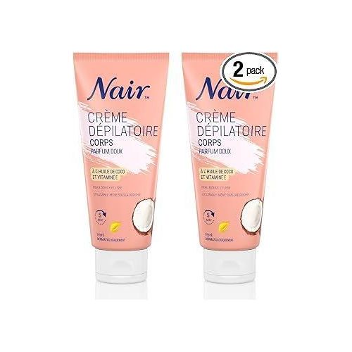NAIR - Crème Dépilatoire Corps Parfum Doux - A l'Huile de Coco et Vit E - tube de 100ml