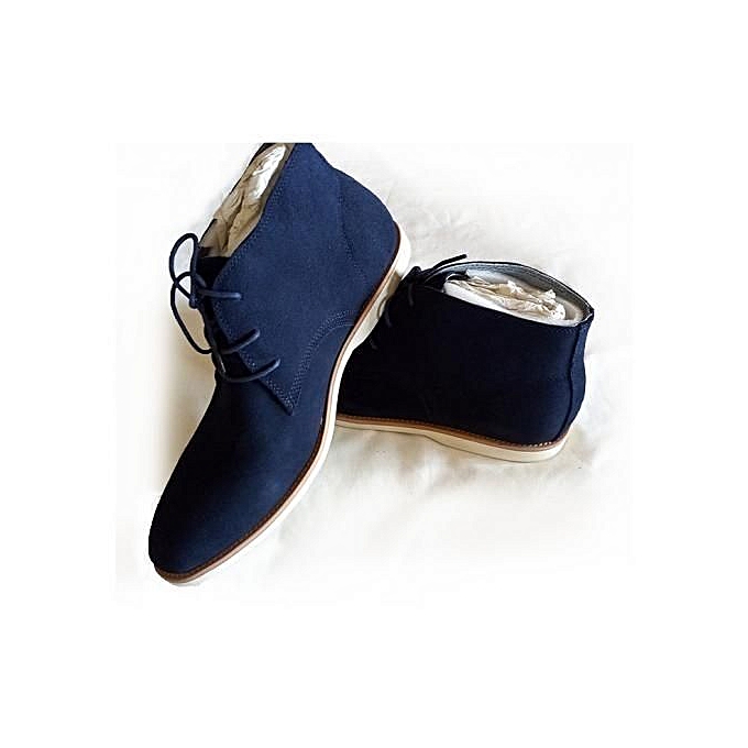 Fashion Chaussure Homme En Derby Boot Daim En Cuir - Bleu ...