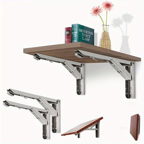 Deux supports d'étagère pliables, adaptés aux tables de bureau, support gain de place (14 pouces 35 cm).