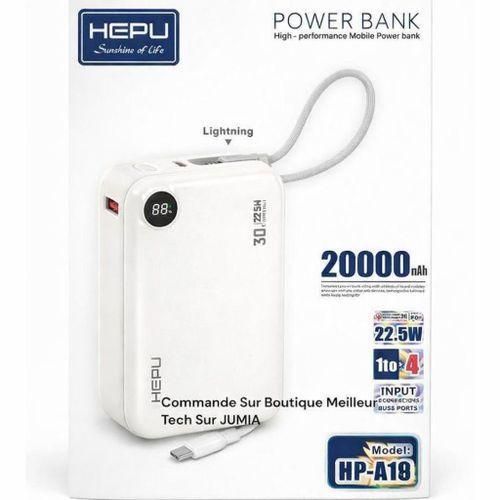 Power Bank 20000mAh HP-A18 White - 22W Super Fast Charging - Battery Display