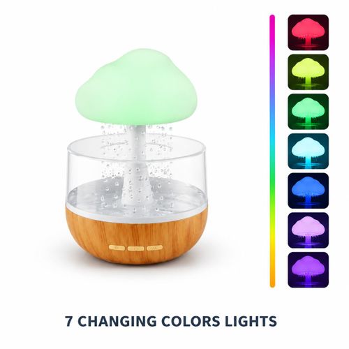 Diffuseur dHuiles Essentielles Nuage Pluie LED Humidificateur Relaxant Effet Eau