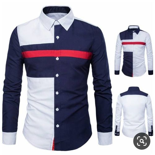 ChemiseHomme Manches Longues/bleu/blanc