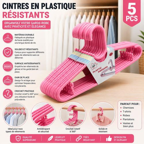 5 cintres en plastique