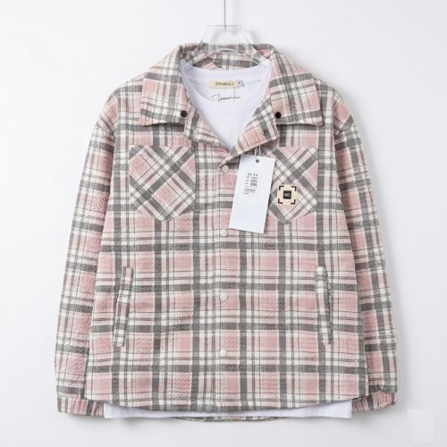 Sweat Veste à Carreaux Vintage - Boutons-Pression - Rose Pastel & Gris