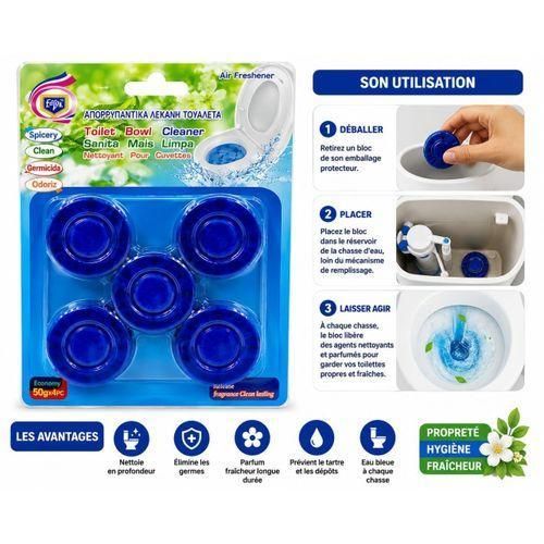 Blocs Nettoyants pour Réservoir de Toilette – Désodorisant & Anti-Tartre