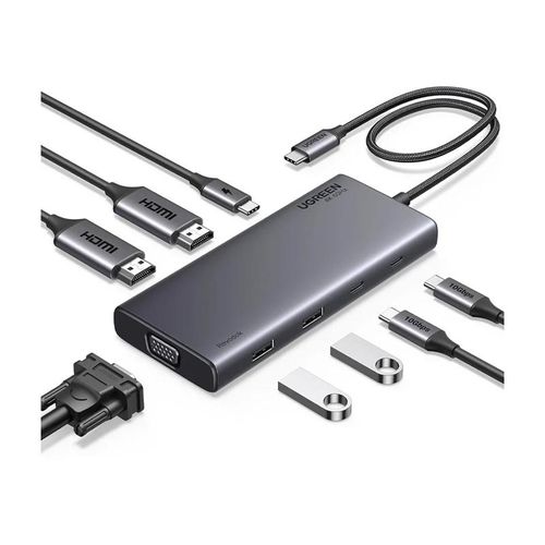 Station D'accueil USB C 4K 8 En 1 UGREEN, Double écran, Triple écran, Hub USB C Avec 2 Ports HDMI, VGA, 2 Ports USB A&C 3.2, 100 W CM639 35588 - 10142